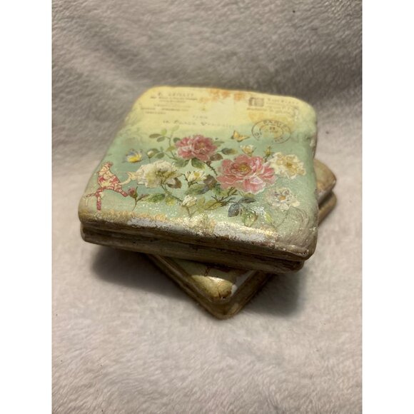 Vintage-Inspired Floral Cork-Backed Coasters Set Of 4 By Hobby Lobby - Picture 9 of 13